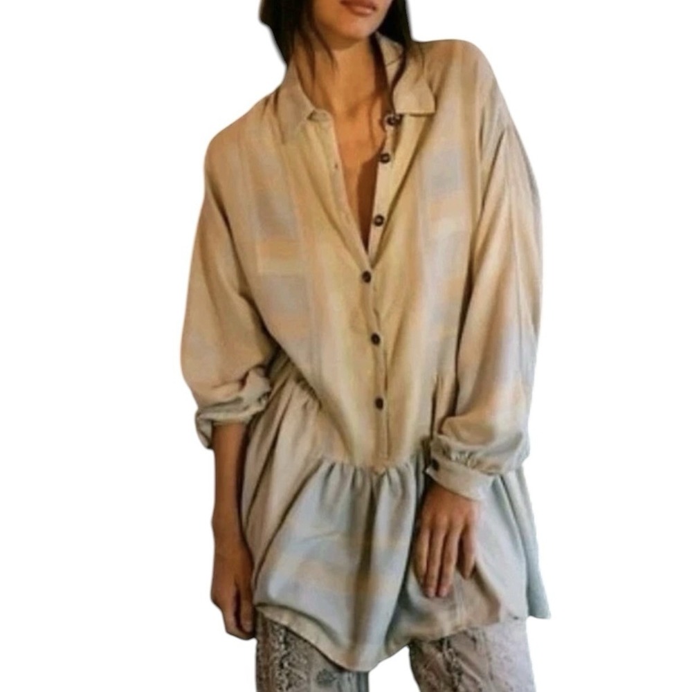 Free People Sunset Dress Women's Medium Mini Oversized Long Sleeve Pockets‎